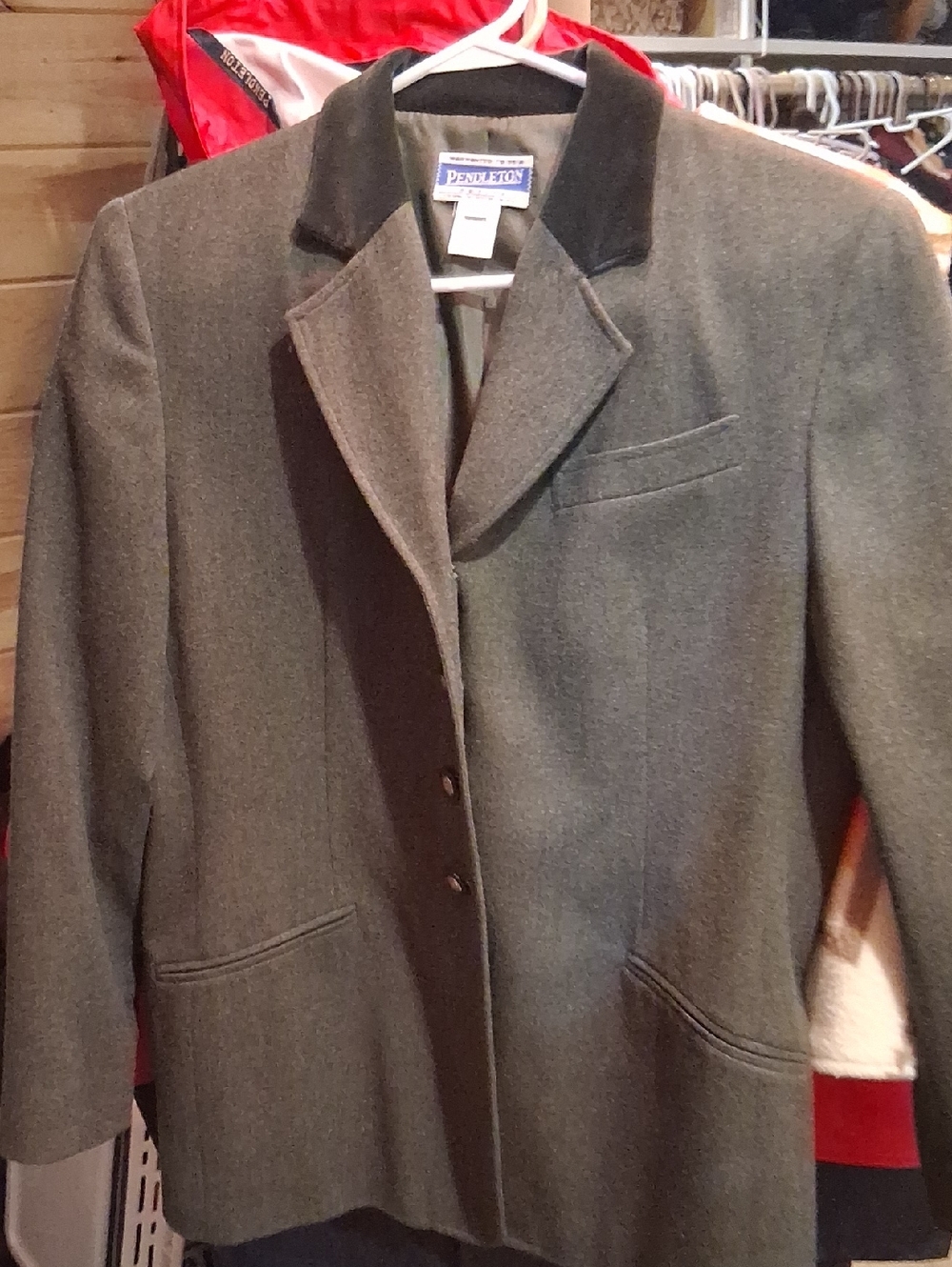 Pendleton Olive Green Wool Blazer with Dark Collar